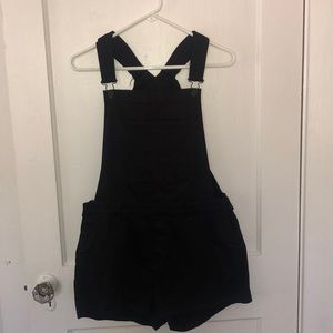 Black overall shorts